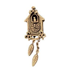 Vintage 1981 Avon Cuckoo Clock Gold Tone Lapel Tac Pin